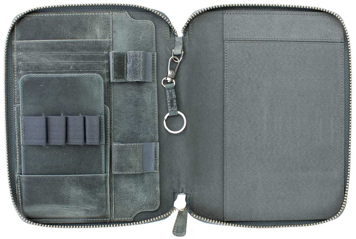 Galen Leather Co. Zippered A5 Notebook Folio - Crazy Horse Smoky