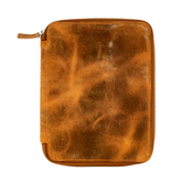 Galen Leather Co. Zippered 10 Slot Pen Case with A5 Notebook Holder - Crazy Horse Brown