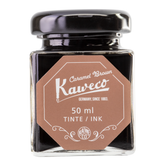 Kaweco Caramel Brown is a medium brown fountain pen ink with medium shading. It dries in 15 seconds in a medium nib on Rhodia and has an average flow. Kaweco ink is made in Germany.