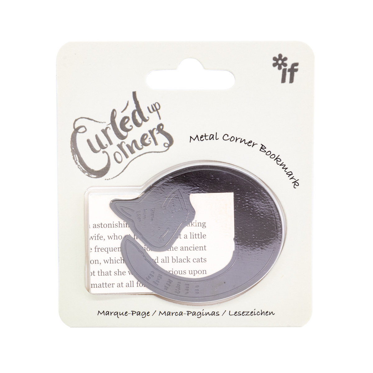 If - Curled up Corner Metal Animal Bookmark - Cosy Cat