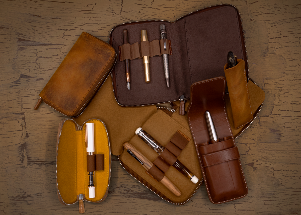 Galen Leather Co. Leather Single Pen Sleeve- Crazy Horse Honey Ochre