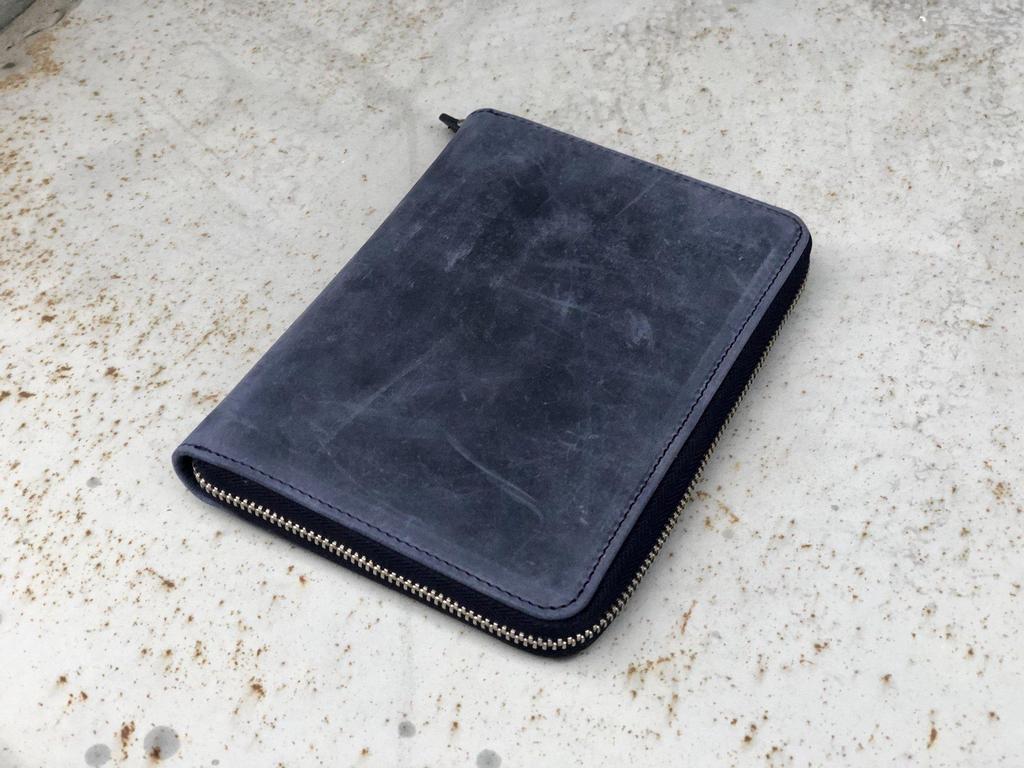 Galen Leather Co. Zippered 5 Slot Pen Case - Crazy Horse Navy Blue