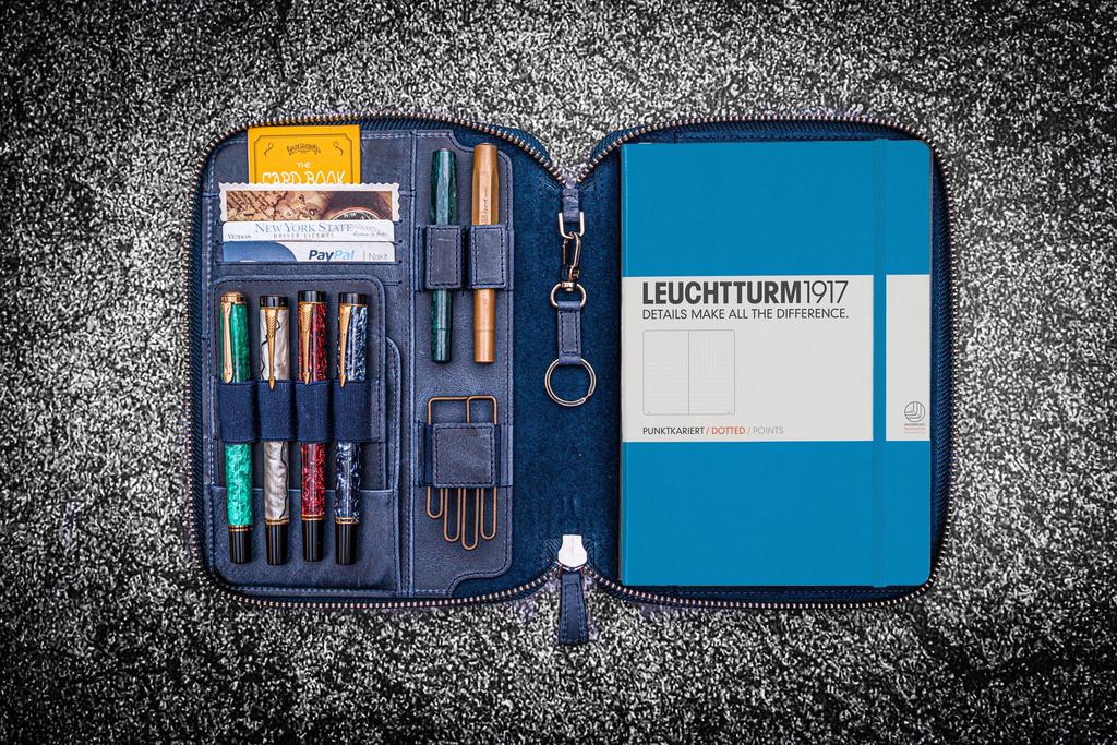 Galen Leather Co. Zippered A5 Notebook Folio - Crazy Horse Navy Blue