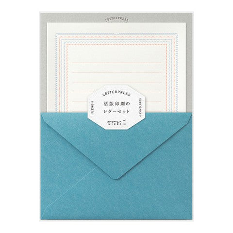 Midori Letter Set 463- Press Frame Blue