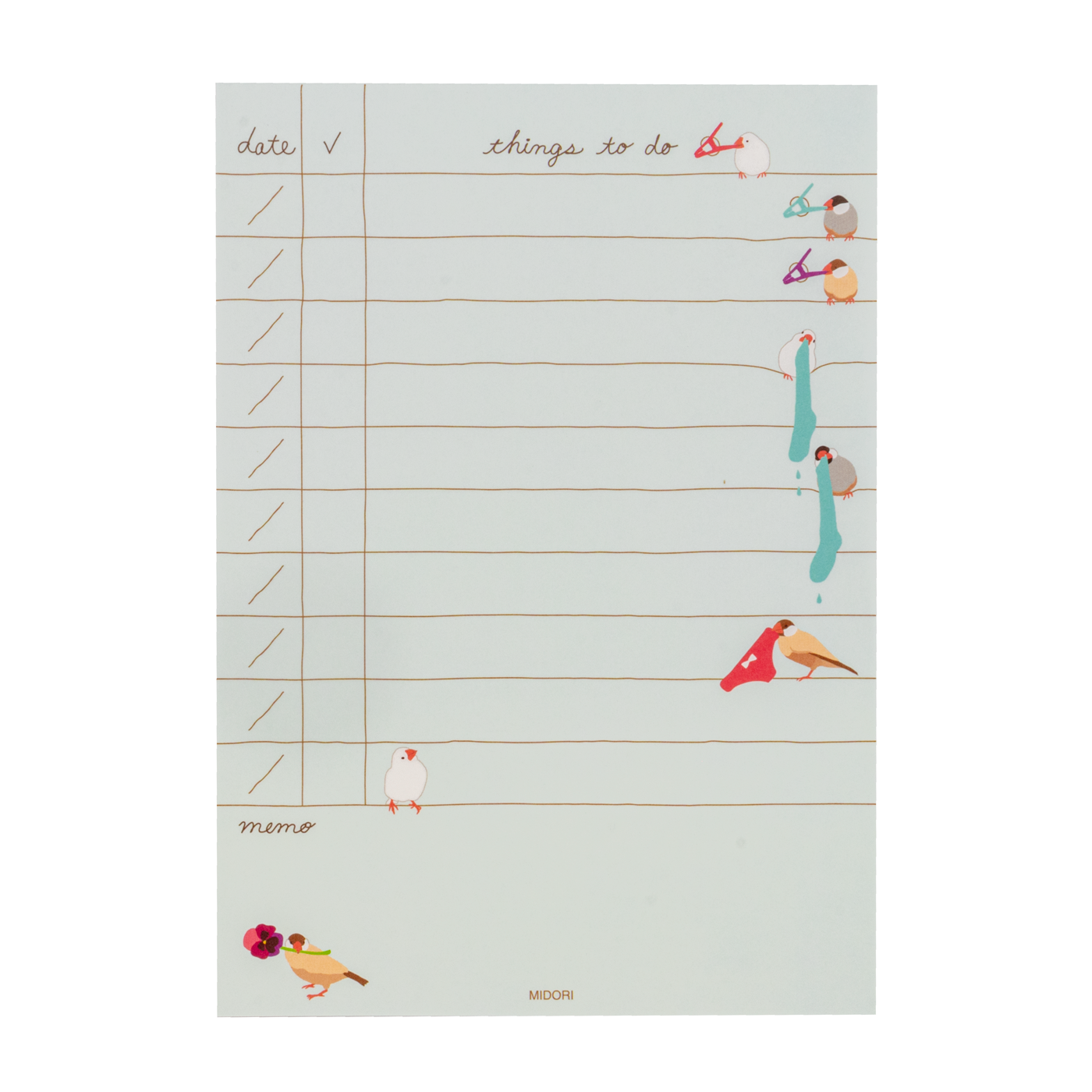 Midori Memo Pad - To Do List - Bird