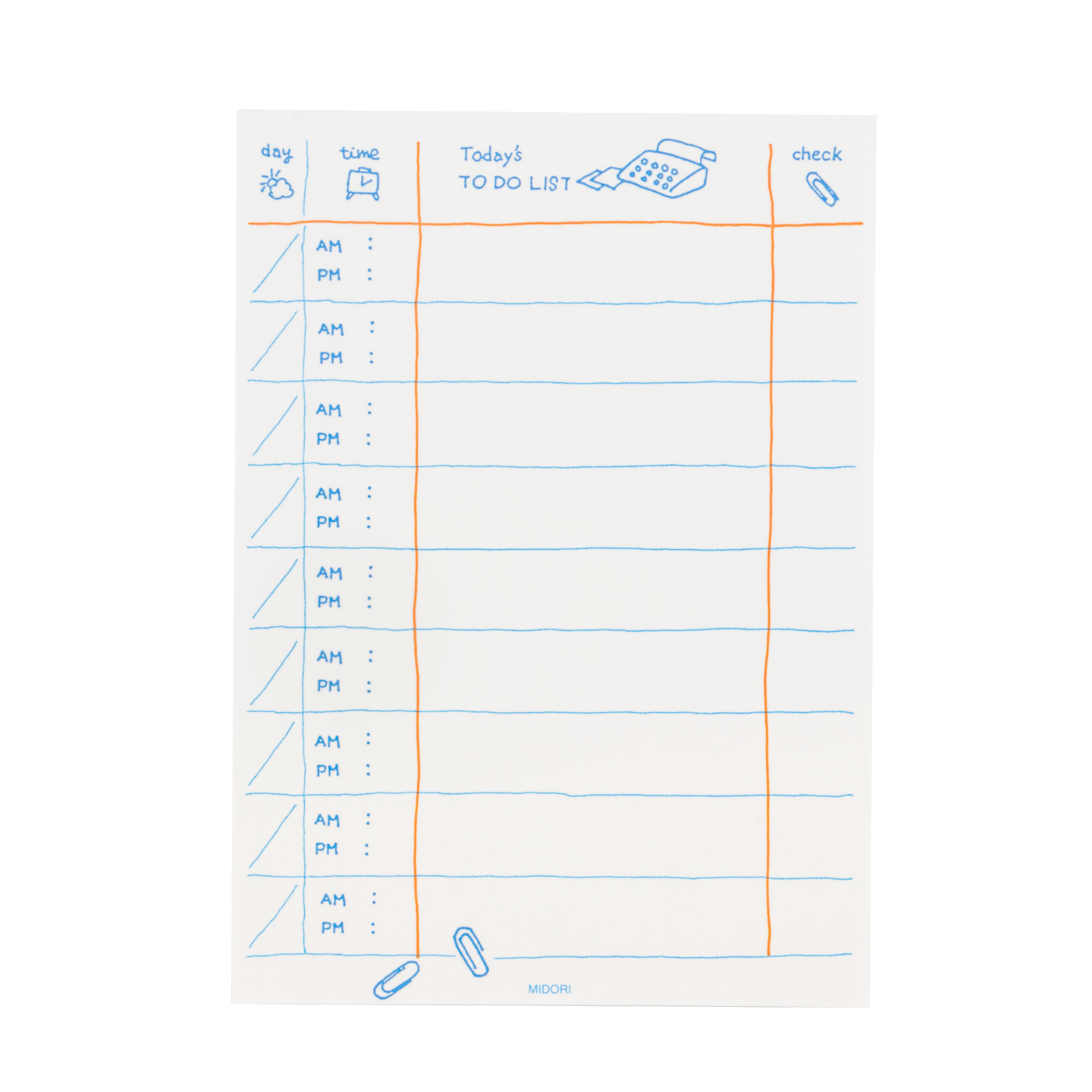 Midori Memo Pad - To Do List - Blue