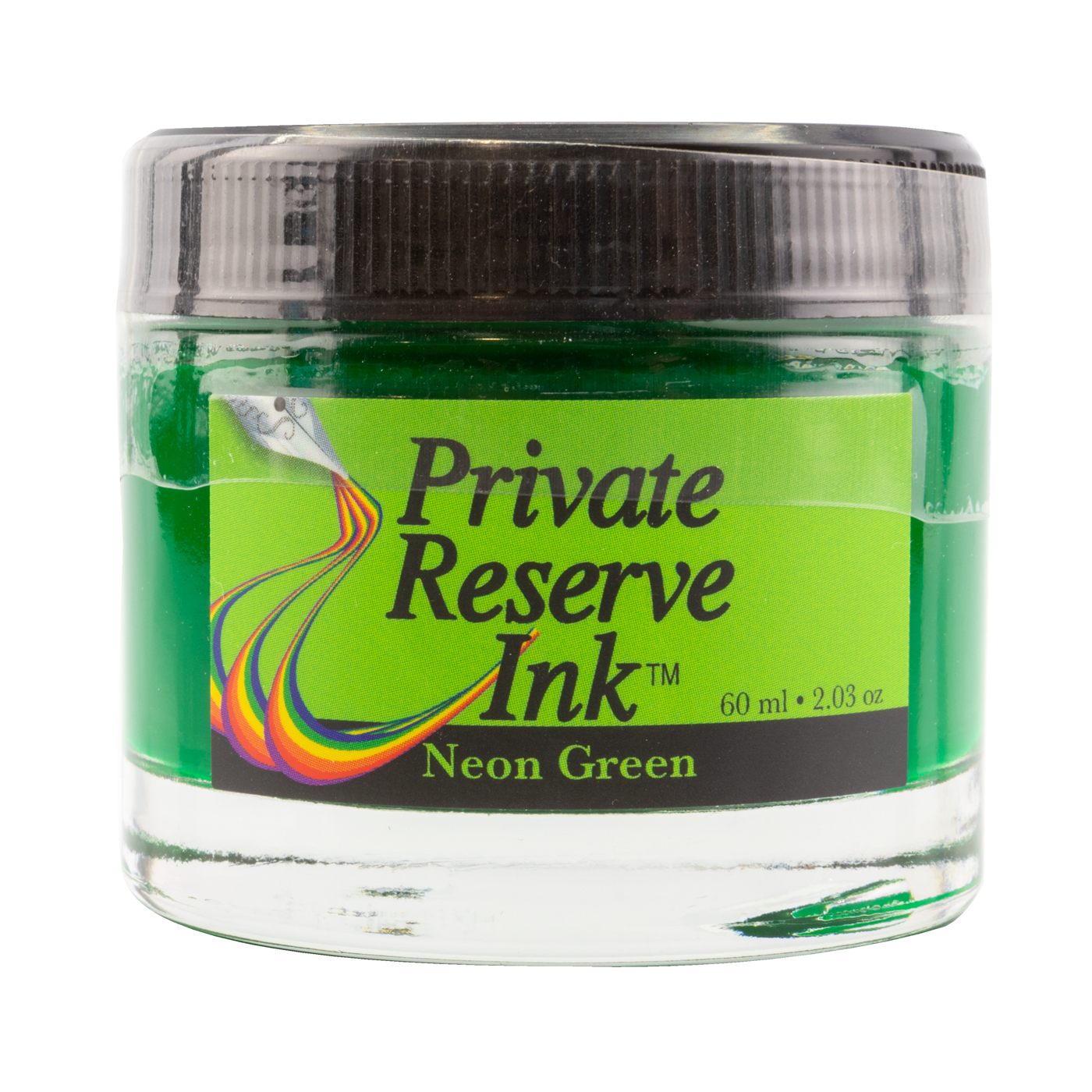 Private Reserve This offering is from the Neon collection is a Neon Green. It dries in 20 seconds in a medium nib on Rhodia and has a wet flow. Private Reserve ink is made in the United States.