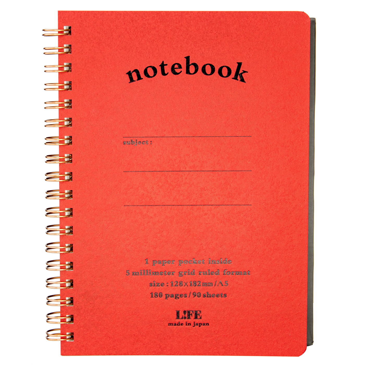 Life Stationery A5 Spiral Notebook Red