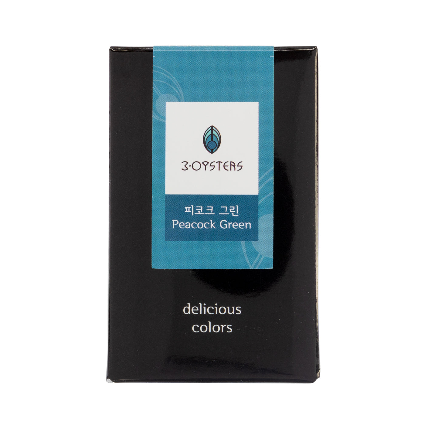 Turquoise green fountain pen ink from 3Oysters ink, made in Seoul, South Korea. these inks are designed for fountain pens. the ink is water based using ionized water and dye-based colors. the colors are rich and deep with low sheen and shading. These inks are for wordsmithing, hand lettering, writing, calligraphy, drawing, and art. Not waterproof