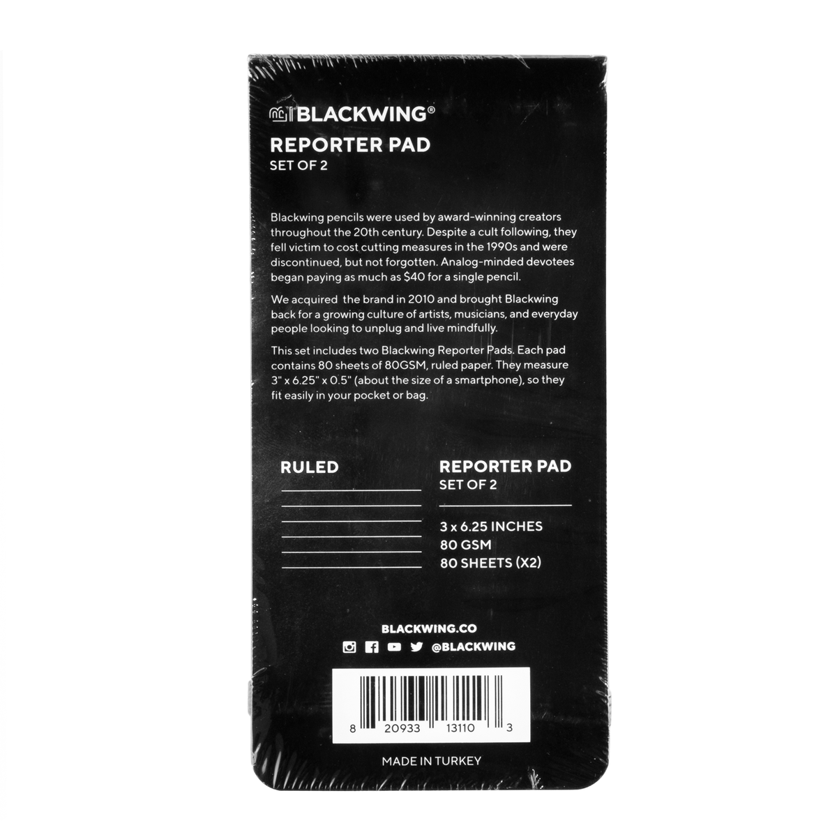 Blackwing Reporter Pad Notebook (Set of 2)- Black