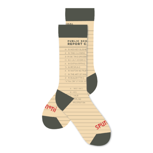 Small & Mighty by Spumoni School Rules Socks - Report Card