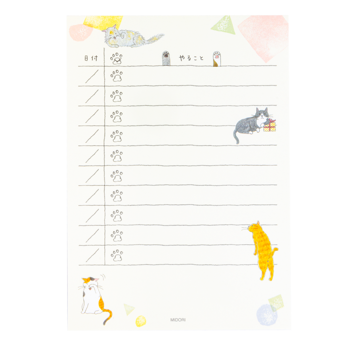 Midori Memo Pad - To Do List - Cat