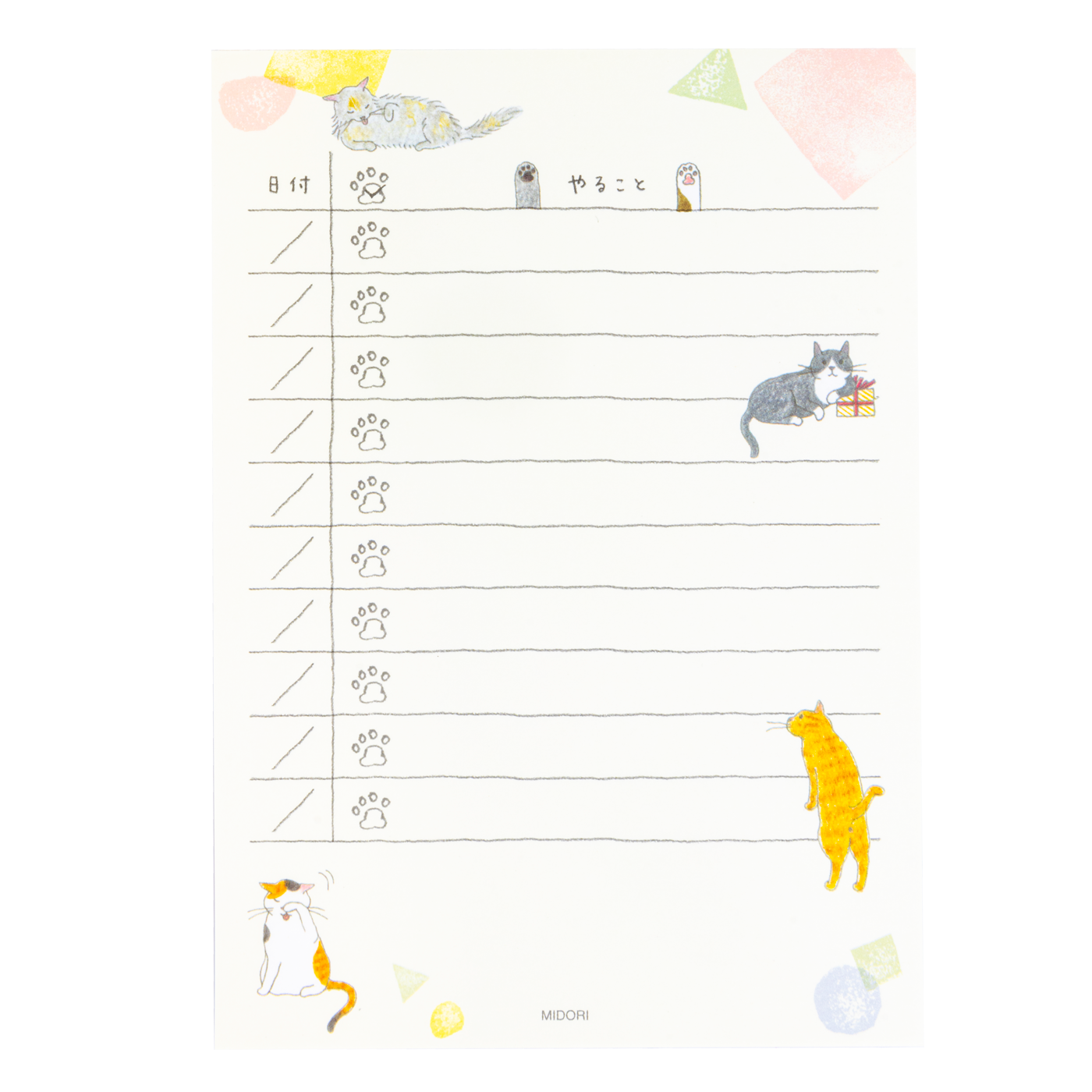 Midori Memo Pad - To Do List - Cat