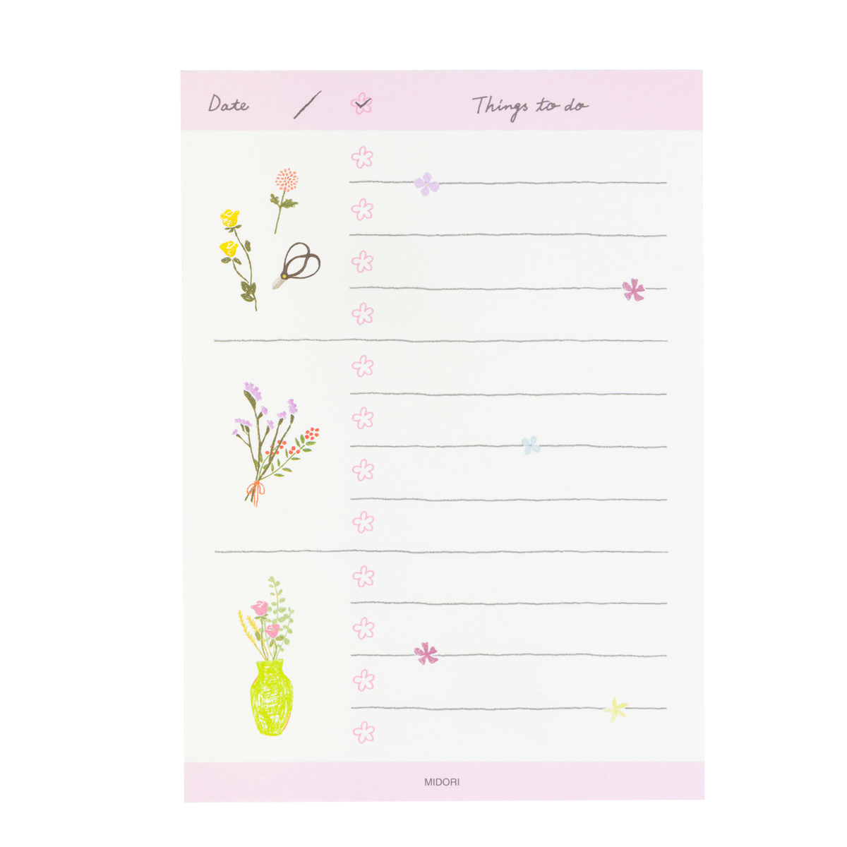 Midori Memo Pad - To Do List - Dried Flowers