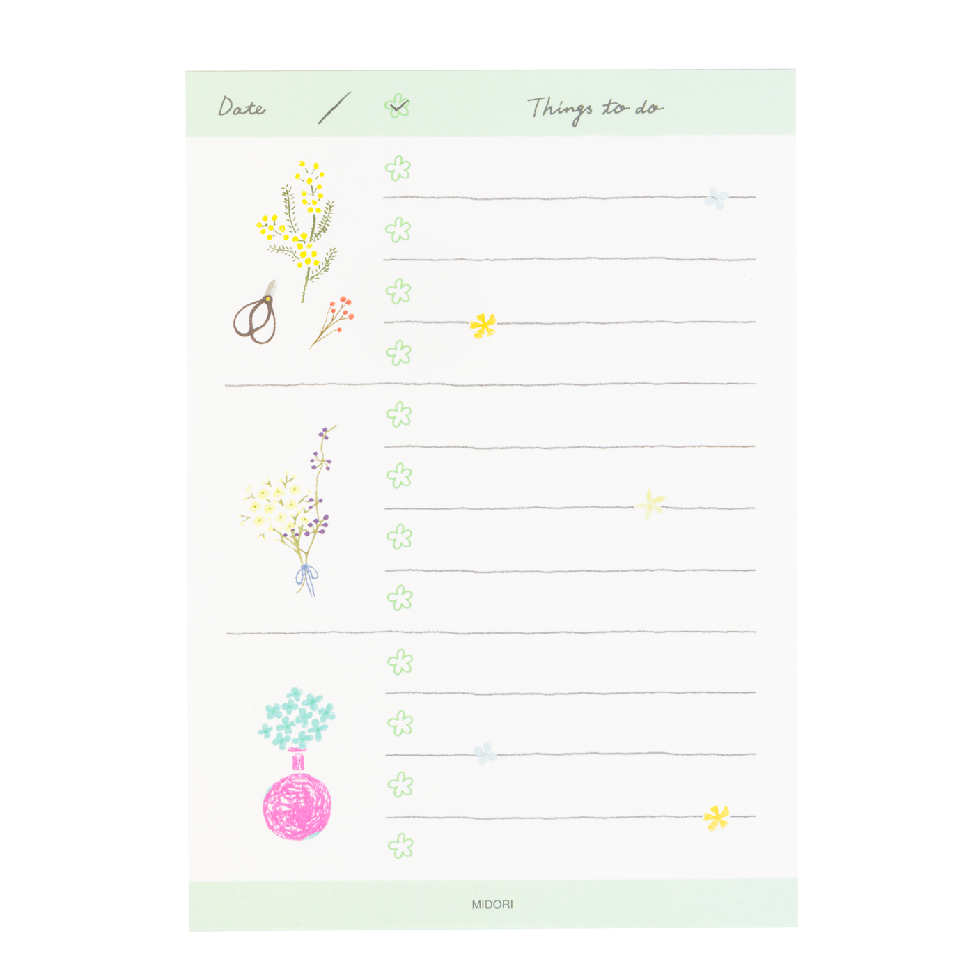 Midori Memo Pad - To Do List - Dried Flowers