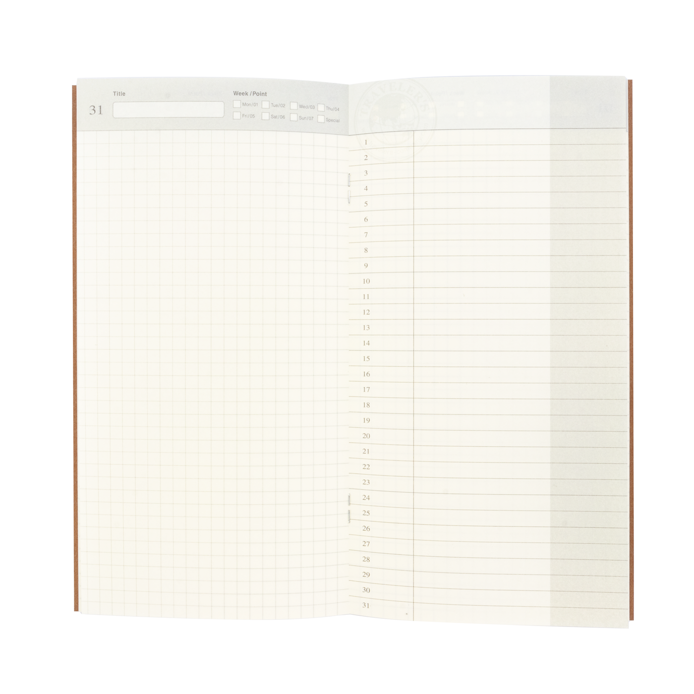 TRAVELER'S COMPANY 005 Regular Sized Refill - Free Diary