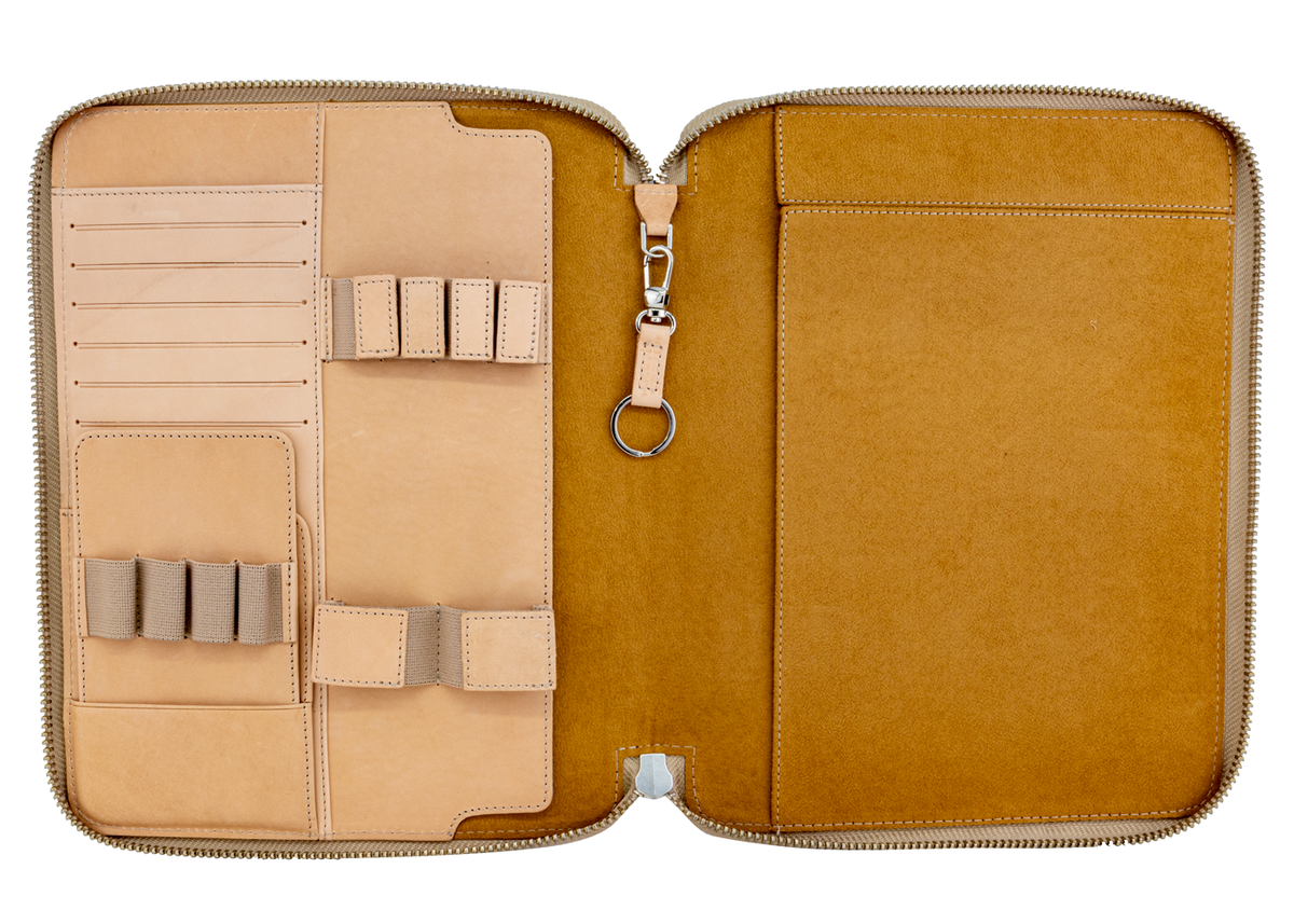 Galen Leather Co. Zippered B5 Notebook Folio - Undyed Leather