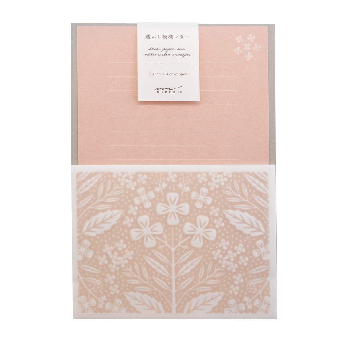 Midori Letter Set 499- Watermark Flower Pink