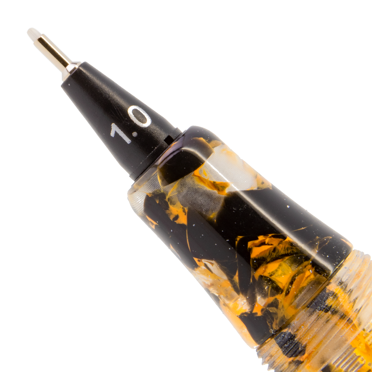 Yookers Front Section for Gaia Fiber Pen Orange/Black Marble Resin
