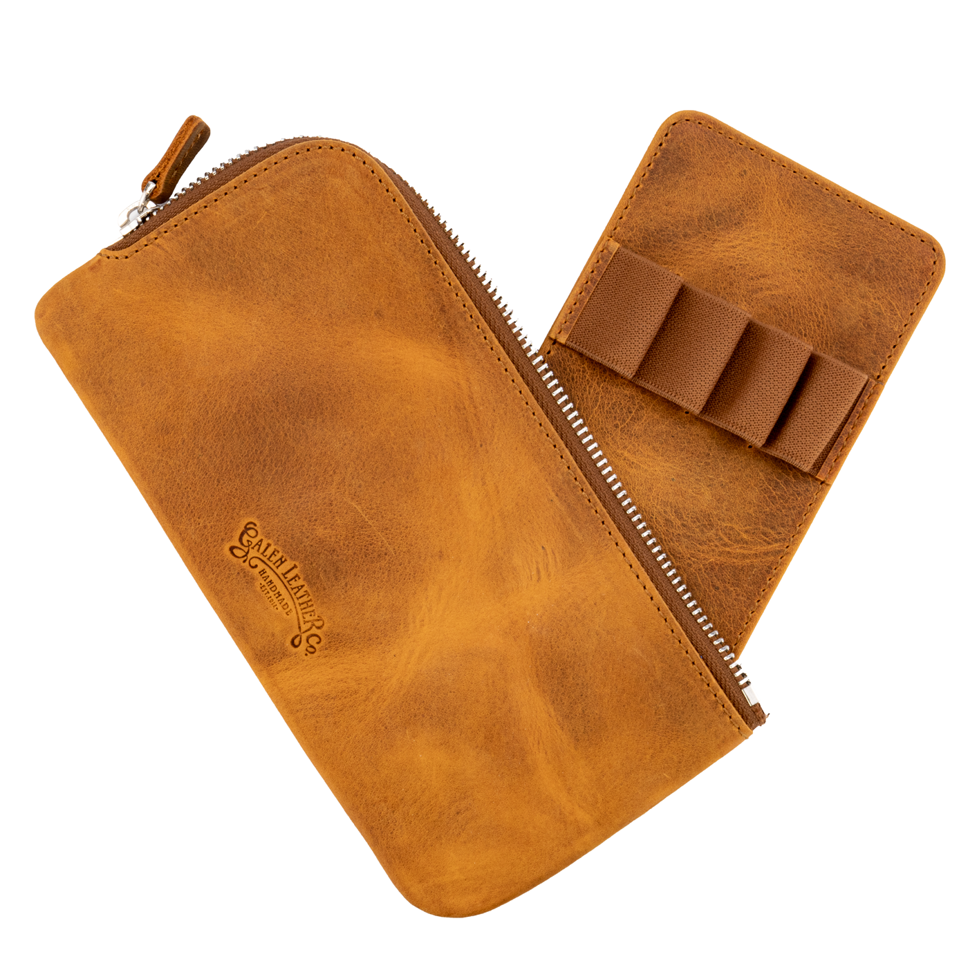 Leather Slip-N-Zip 4 Slots Zippered Pen Pouch - Crazy Horse Brown - Galen  Leather