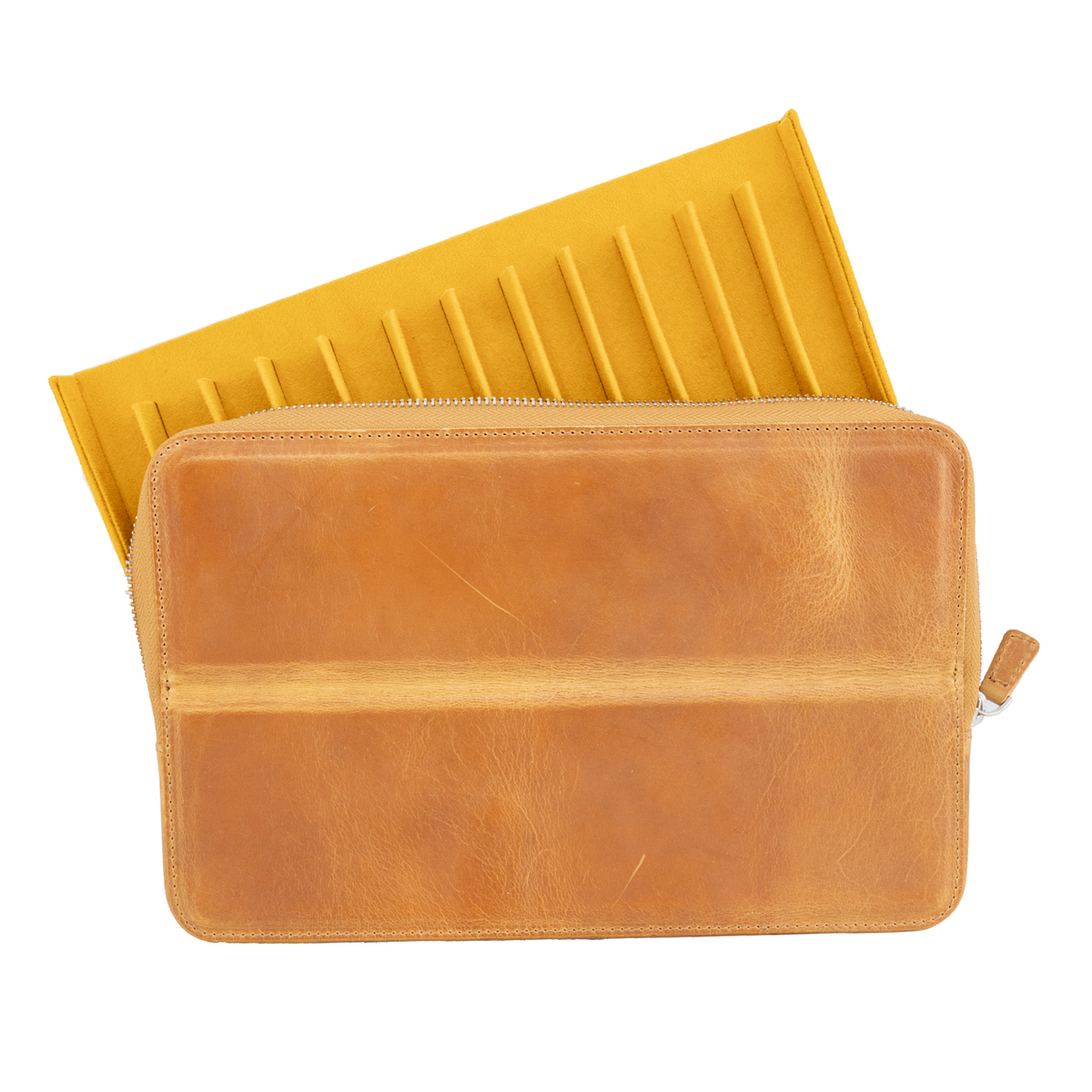 Galen Leather Co. Zipper Magnum Opus 12 Slot Hard Pen Case - Crazy Horse Honey