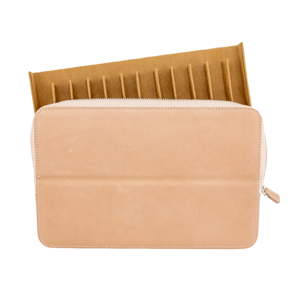 Galen Leather Co. Zipper Magnum Opus 12 Slot Hard Pen Case - Undyed Leather