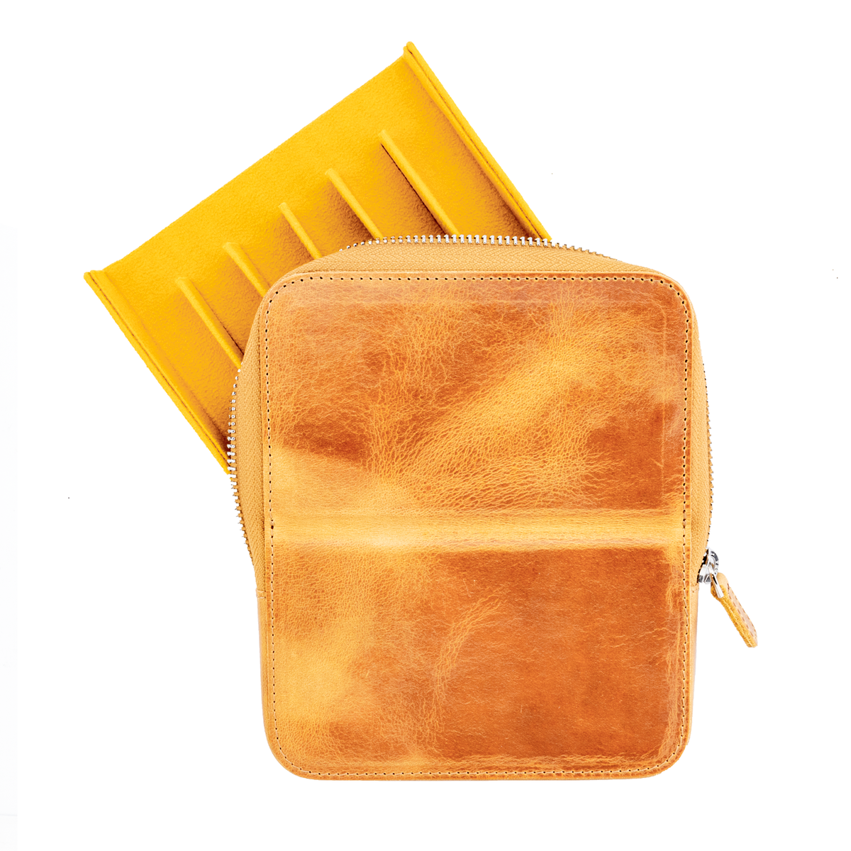 Galen Leather Co. Zipper Magnum Opus 6 Slot Hard Pen Case - Crazy Horse Honey