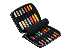 Galen Leather Co. Zippered Collector Pen Case for 14 Kawecos - Crazy Horse Graphite