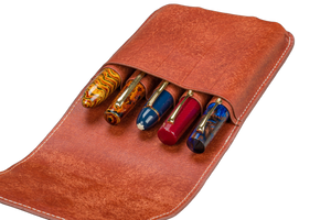 Galen Leather Co. Magnetic Flap Pen Case for 5 Pens - Aged Copper