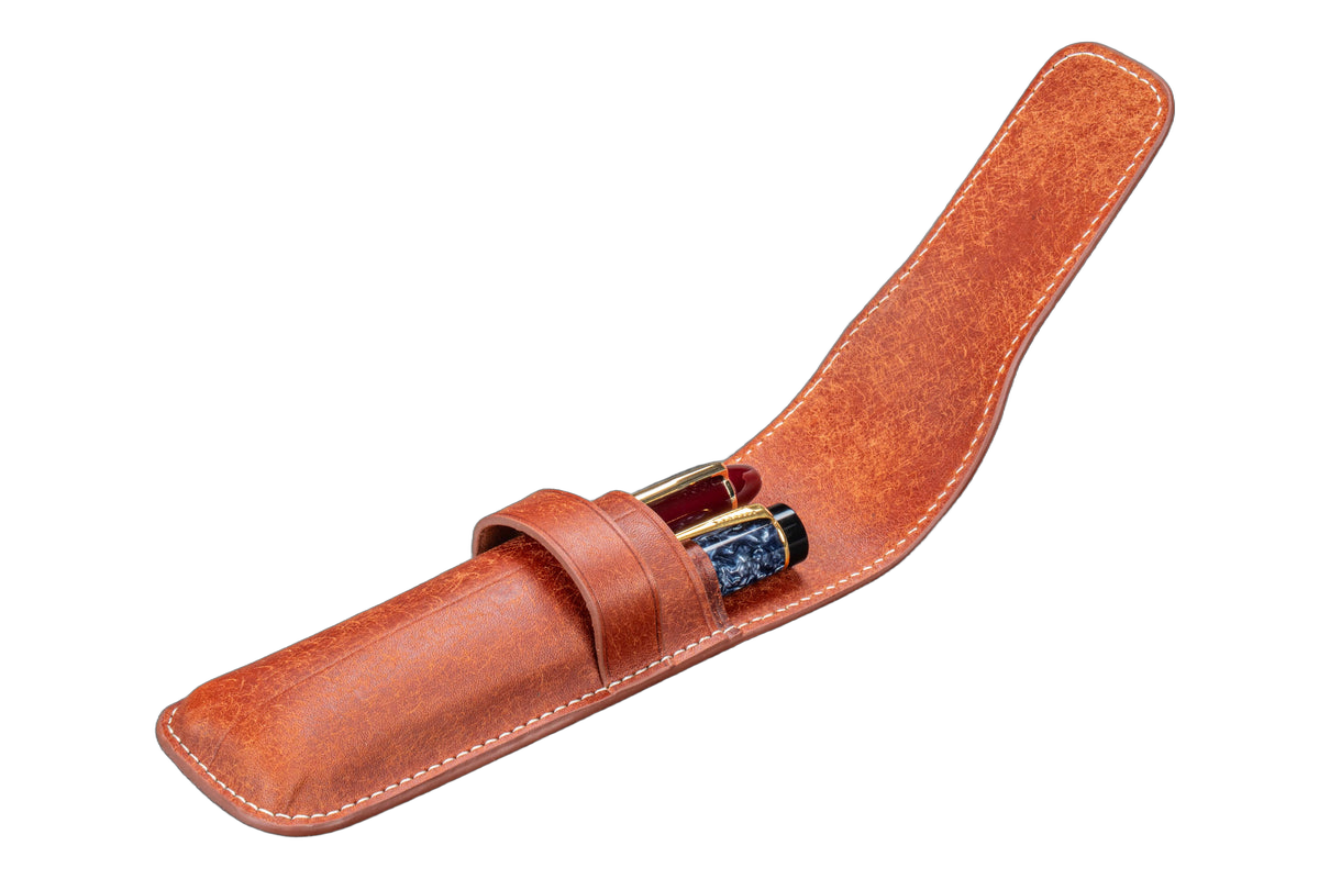 Galen Leather Co. Flap Pen Case for 2 Pens - Aged Copper