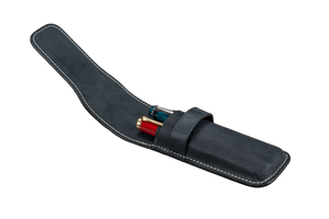 Galen Leather Co. Flap Pen Case for 2 Pens - Crazy Horse Graphite