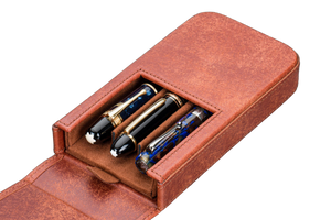 Galen Leather Co. Flap Magnum Opus 3 Slot Hard Pen Case - Aged Copper