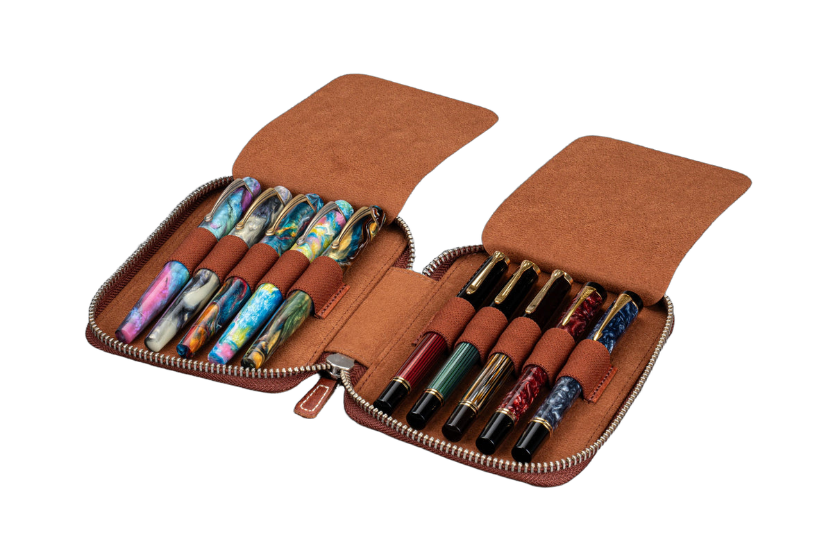 Galen Leather Co. Zippered 10 Slot Pen Case - Aged Copper