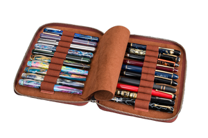 Galen Leather Co. Zippered 20 Slot Pen Case - Aged Copper