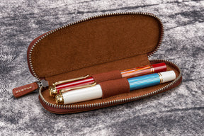 Galen Leather Co. Zippered Duo Slim Pen Case for 2 Pens - Aged Copper