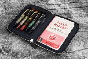 Galen Leather Co. Zippered 5 Slot Pen Case - Crazy Horse Graphite
