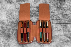 Galen Leather Co. Zippered 6 Slot Pen Case - Aged Copper