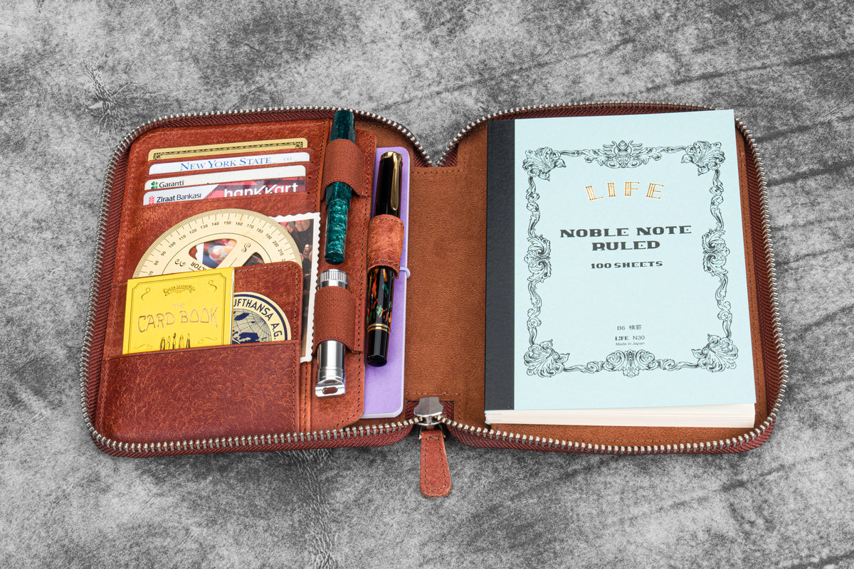 Galen Leather Co. Zippered B6 Notebook Folio - Aged Copper