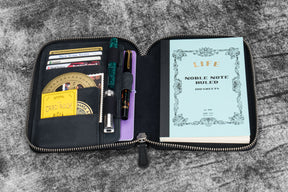 Galen Leather Co. Zippered B6 Notebook Folio - Crazy Horse Graphite