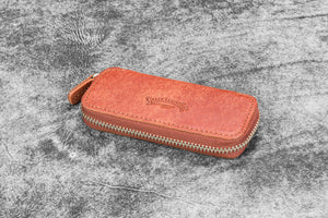 Galen Leather Co. Zippered Double Pen Case For Kaweco - Aged Copper