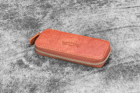 Galen Leather Co. Zippered Double Pen Case For Kaweco - Aged Copper
