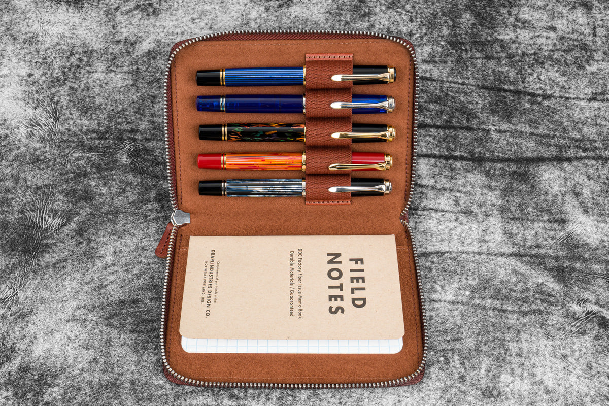Galen Leather Co. Zippered 5 Slot Pen Case - Aged Copper