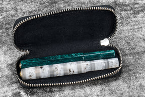 Galen Leather Co. Zippered Double Pen Case For Kaweco - Crazy Horse Graphite