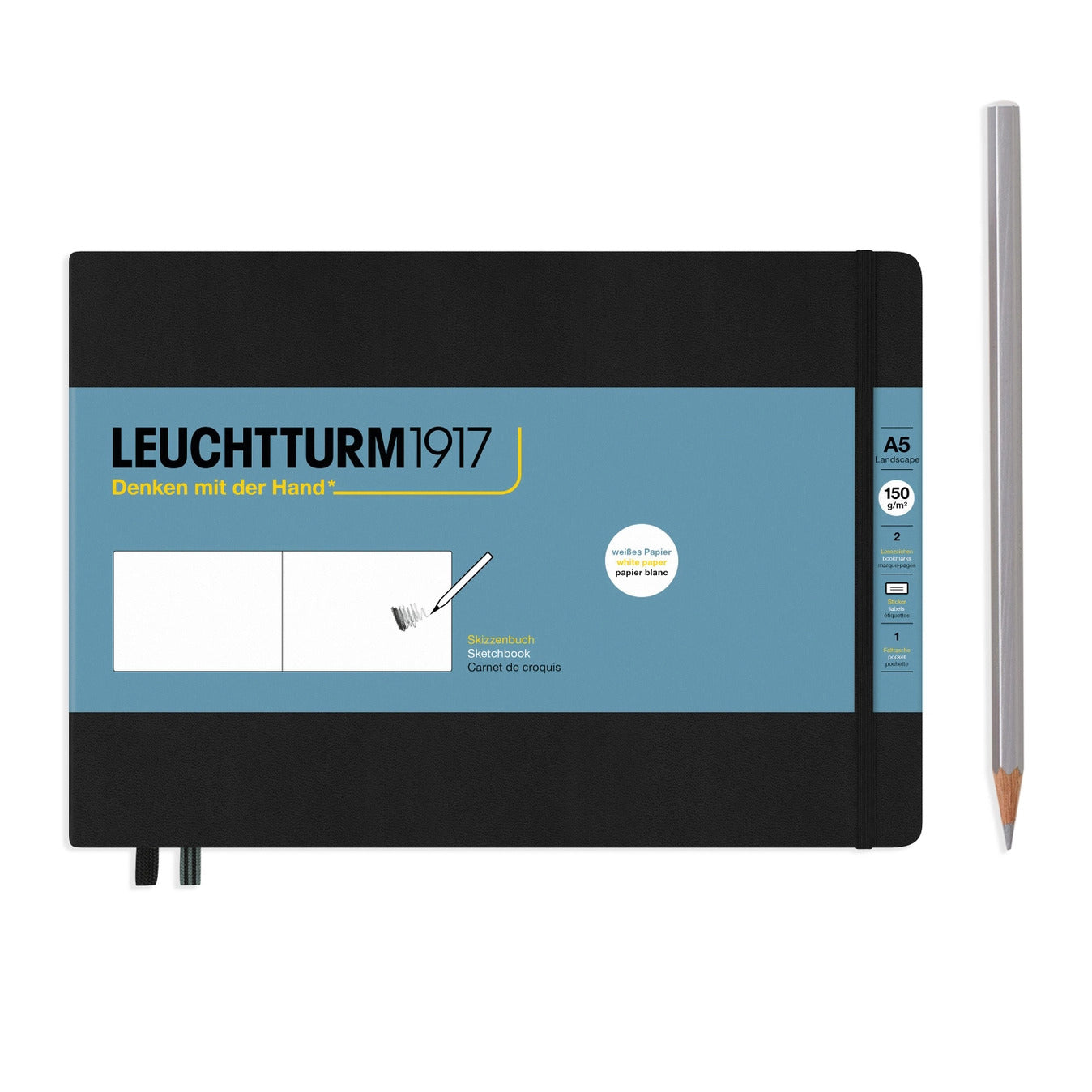 Leuchtturm A5 Landscape Sketchbook - Black