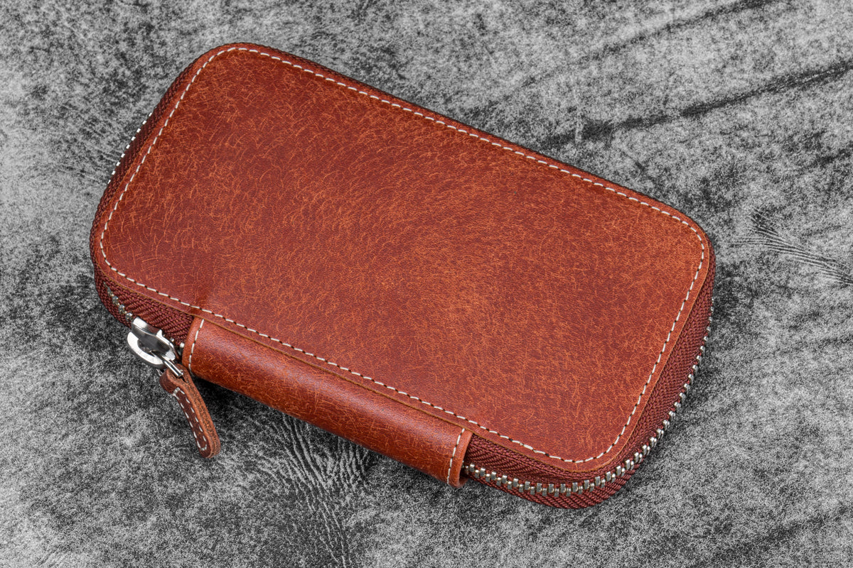 Galen Leather Co. Zippered 6 Slot Pen Case - Aged Copper