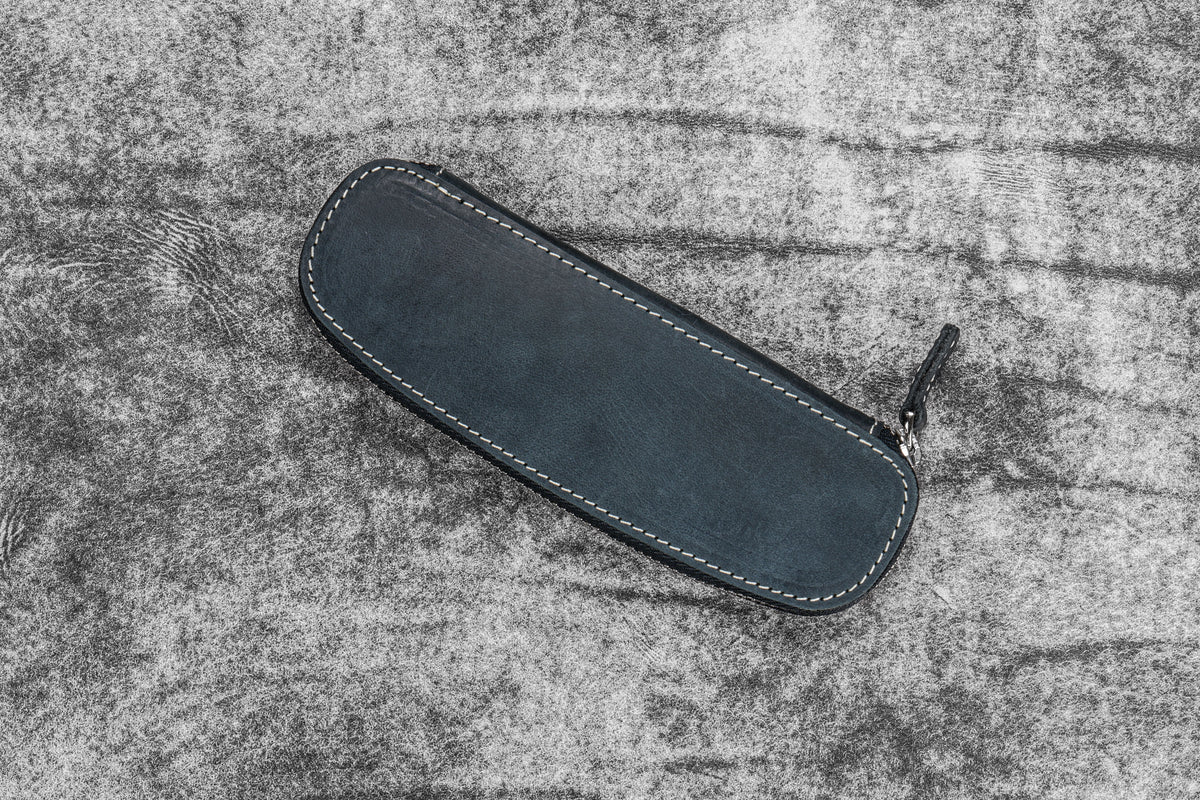 Galen Leather Co. Zippered Duo Slim Pen Case for 2 Pens - Crazy Horse Graphite