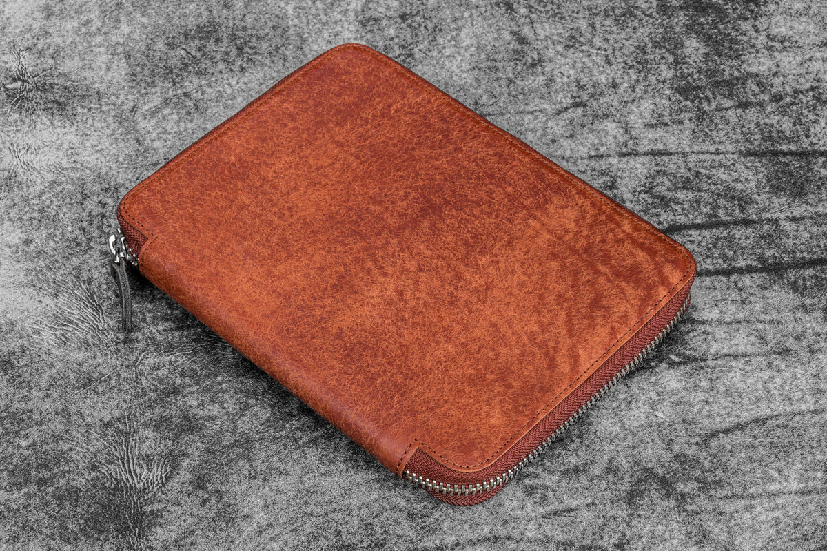 Galen Leather Co. Zippered A5 Notebook Folio - Aged Copper