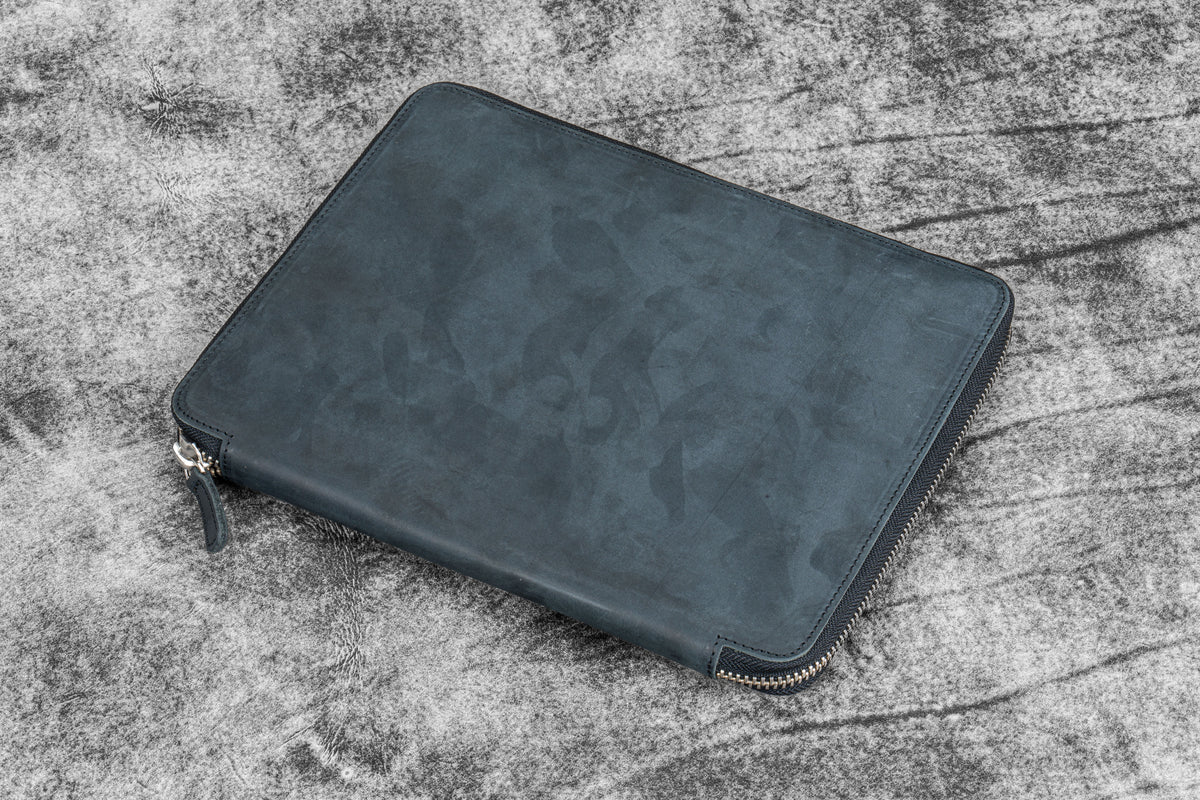 Galen Leather Co. Zippered B5 Notebook Folio - Crazy Horse Graphite
