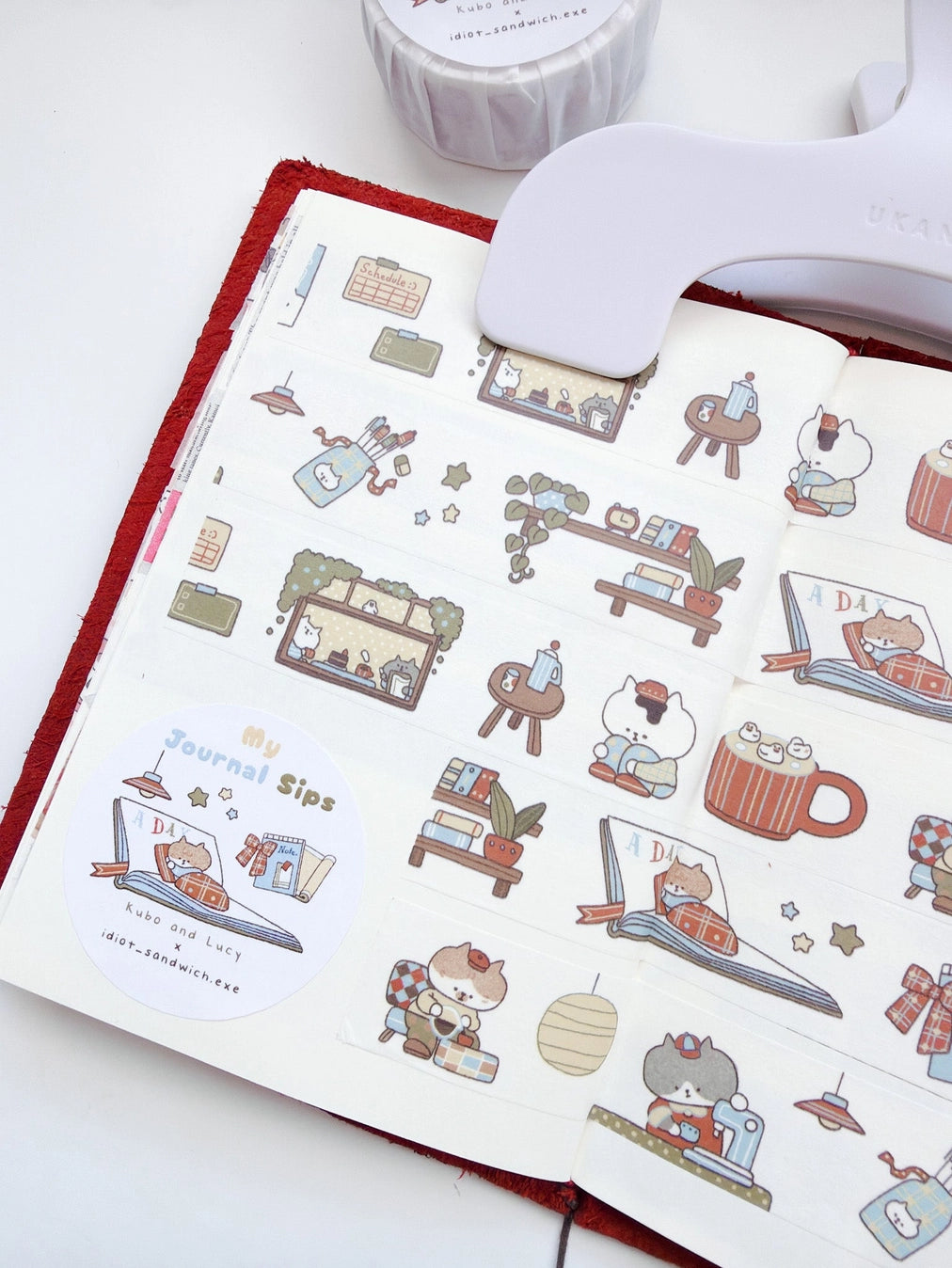 Kuboandlucy Stationery Co. - Idiot Sandwich My Journal Sips Cafe Journaling Washi Tape V.1