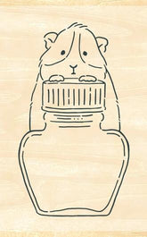 Beverly - Guinea Pig and Ink Bottle Wooden Stamp